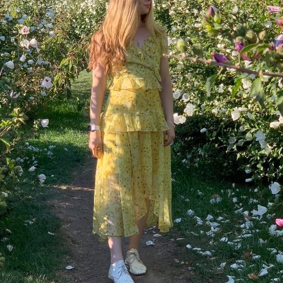 AQUA floral dress size medium chiffon ruffle straps - Picture 9 of 12